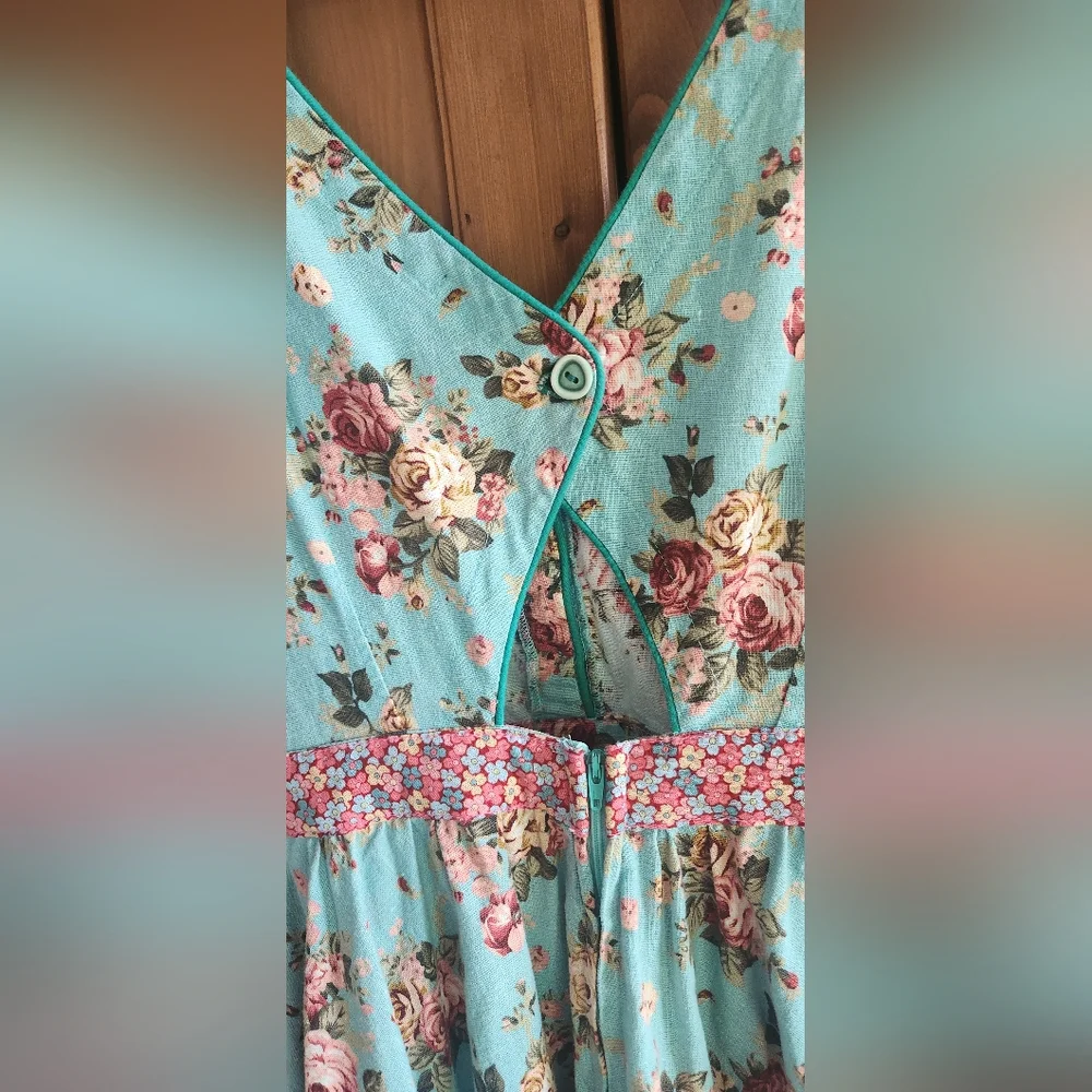 Retro Vintage Pin-up 1950s Style Linen Dress - Picture 5 of 7